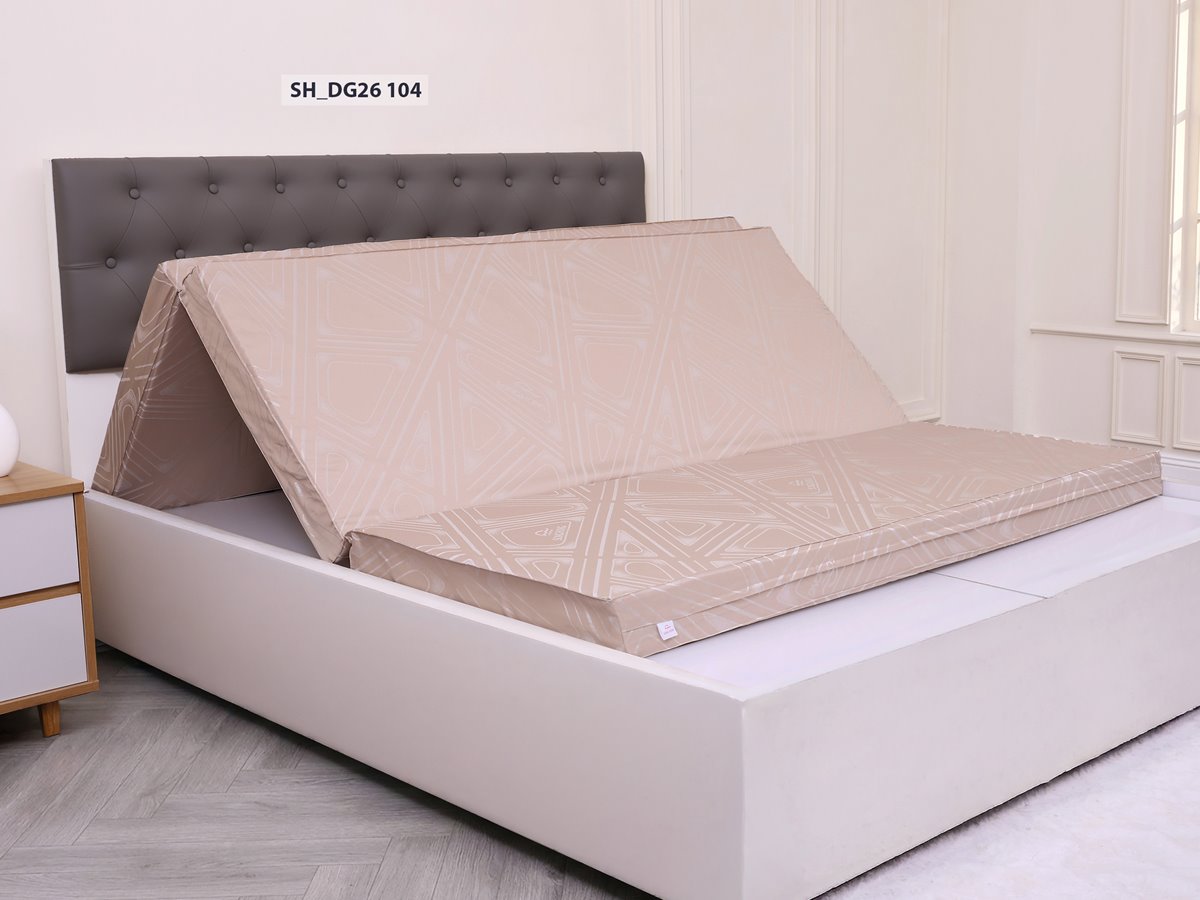 Đệm gấm Sông Hồng màu be mã SH_DG26 104, hoa văn hình học quả trám