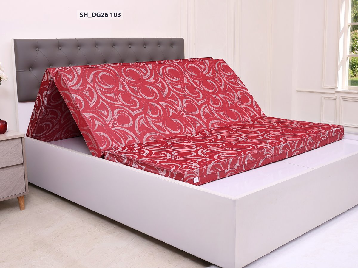 Đệm gấm Sông Hồng màu đỏ đô mã SH_DG26 103, hoa văn xoáy lớn